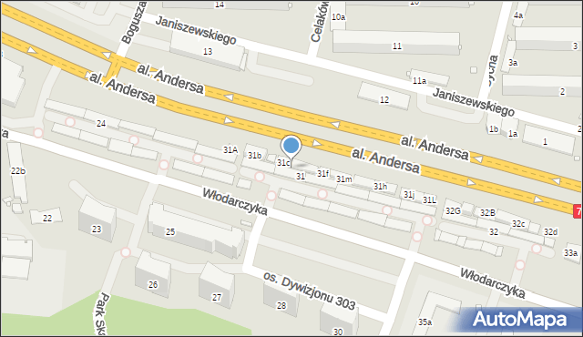 Kraków, Aleja Andersa Władysława, gen., 32g, mapa Krakowa