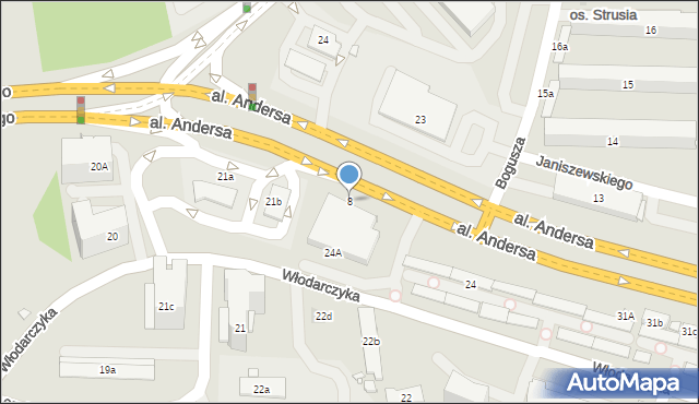 Kraków, Aleja Andersa Władysława, gen., 8, mapa Krakowa