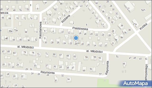 Kraśnik, Aleja Młodości, 20, mapa Kraśnik