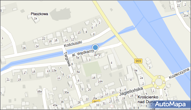 Krościenko nad Dunajcem, Aleja Wędkarzy, 1a, mapa Krościenko nad Dunajcem