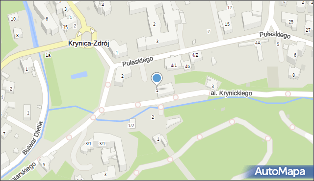 Krynica-Zdrój, Aleja Krynickiego Nikifora, 1, mapa Krynica-Zdrój
