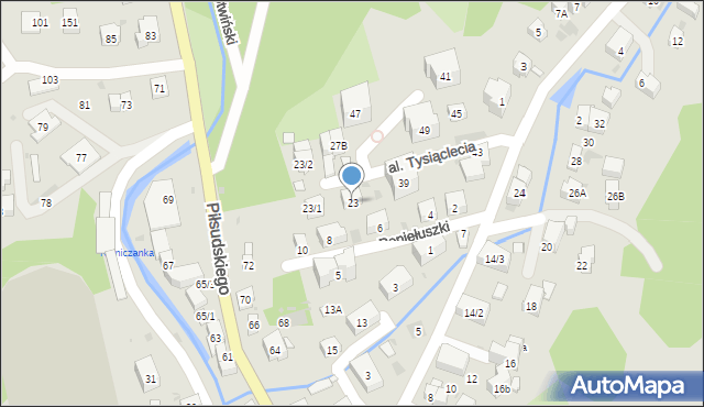 Krynica-Zdrój, Aleja Tysiąclecia, 23, mapa Krynica-Zdrój