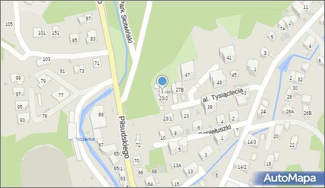 Krynica-Zdrój, Aleja Tysiąclecia, 25, mapa Krynica-Zdrój