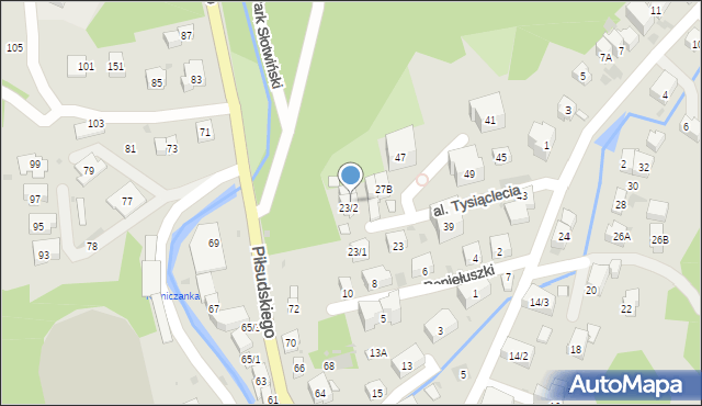 Krynica-Zdrój, Aleja Tysiąclecia, 25A, mapa Krynica-Zdrój