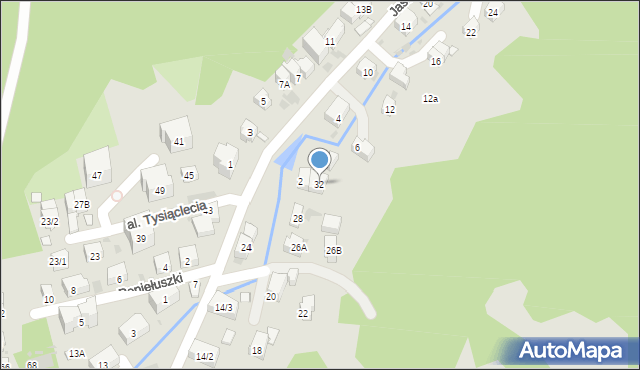 Krynica-Zdrój, Aleja Tysiąclecia, 32, mapa Krynica-Zdrój