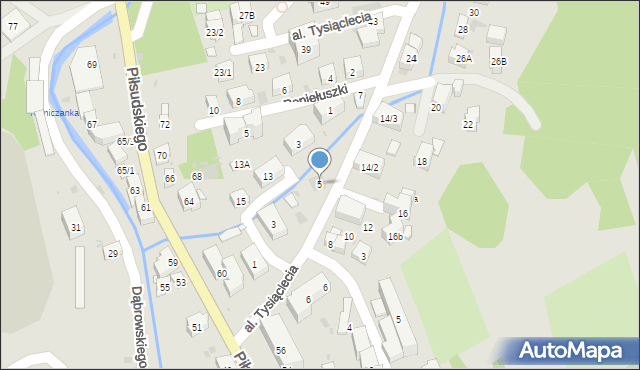 Krynica-Zdrój, Aleja Tysiąclecia, 5, mapa Krynica-Zdrój