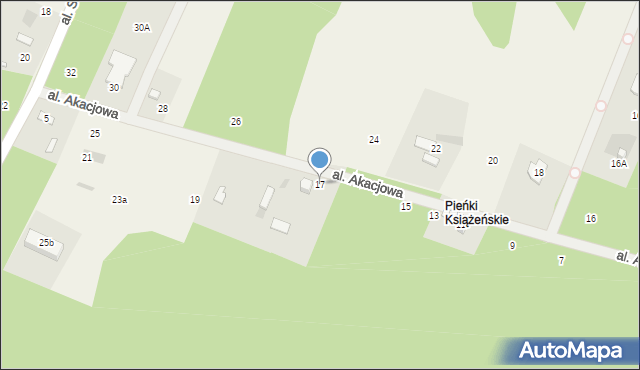 Książenice, Aleja Akacjowa, 17, mapa Książenice
