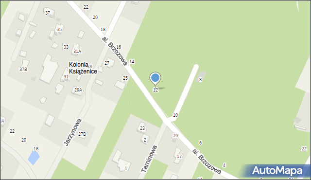 Książenice, Aleja Brzozowa, 12, mapa Książenice