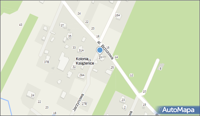 Książenice, Aleja Brzozowa, 27, mapa Książenice