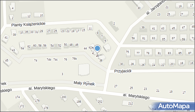 Książenice, Aleja Jarzębinowa, 40, mapa Książenice