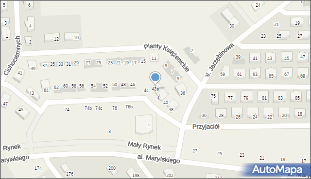 Książenice, Aleja Jarzębinowa, 42a, mapa Książenice