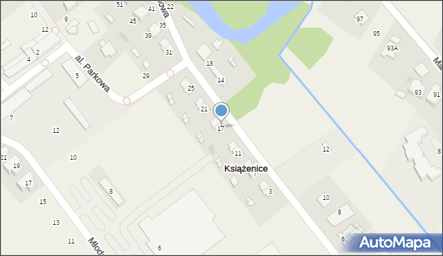 Książenice, Aleja Lipowa, 17, mapa Książenice