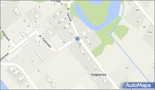 Książenice, Aleja Lipowa, 27, mapa Książenice