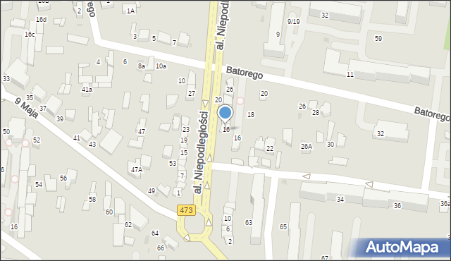 Łask, Aleja Niepodległości, 16, mapa Łask