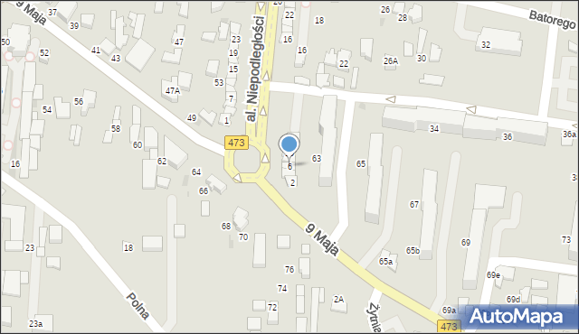 Łask, Aleja Niepodległości, 6, mapa Łask