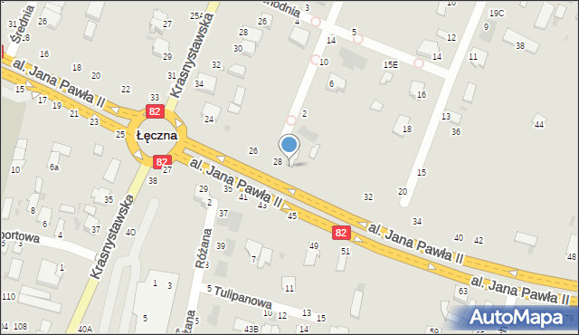 Łęczna, Aleja Jana Pawła II, 30, mapa Łęczna