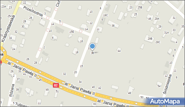 Łęczna, Aleja Jana Pawła II, 36, mapa Łęczna