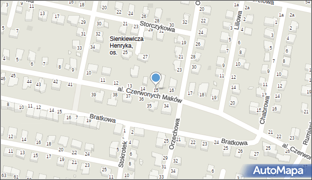 Legnica, Aleja Czerwonych Maków, 15, mapa Legnicy