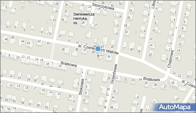 Legnica, Aleja Czerwonych Maków, 35, mapa Legnicy