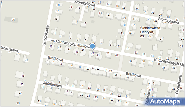 Legnica, Aleja Czerwonych Maków, 44, mapa Legnicy