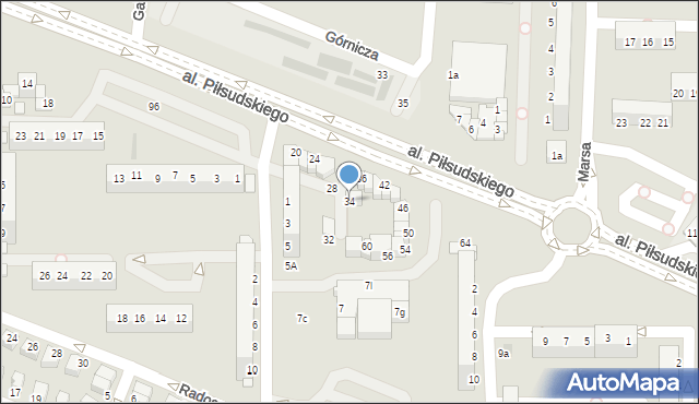 Legnica, Aleja Piłsudskiego Józefa, marsz., 34, mapa Legnicy