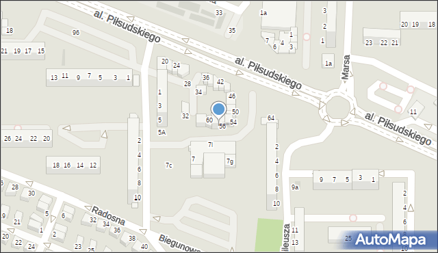 Legnica, Aleja Piłsudskiego Józefa, marsz., 58, mapa Legnicy