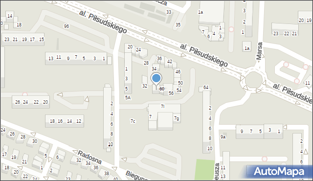 Legnica, Aleja Piłsudskiego Józefa, marsz., 62, mapa Legnicy