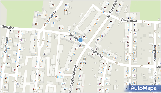 Legnica, Aleja Rzeczypospolitej, 87a, mapa Legnicy