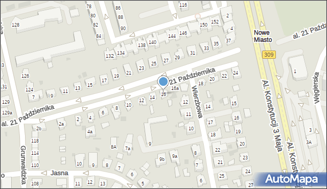 Leszno, Aleja 21 Października, 16, mapa Leszno