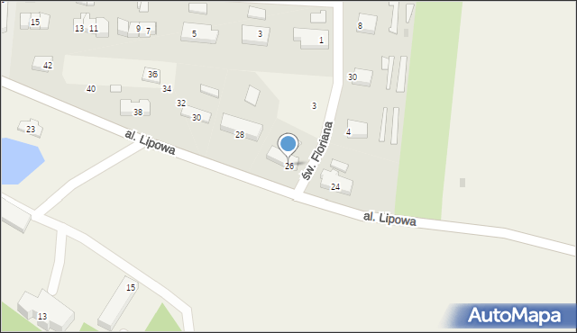 Leźno, Aleja Lipowa, 26, mapa Leźno