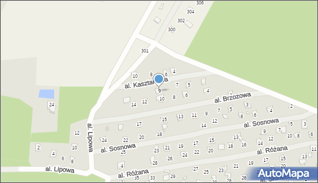 Linin, Aleja Kasztanowa, 9, mapa Linin