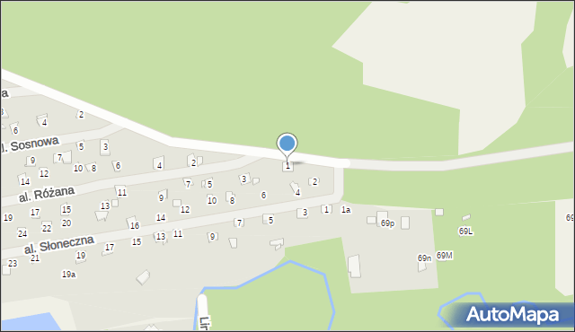 Linin, Aleja Różana, 1, mapa Linin