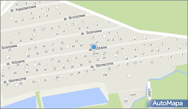 Linin, Aleja Różana, 17, mapa Linin