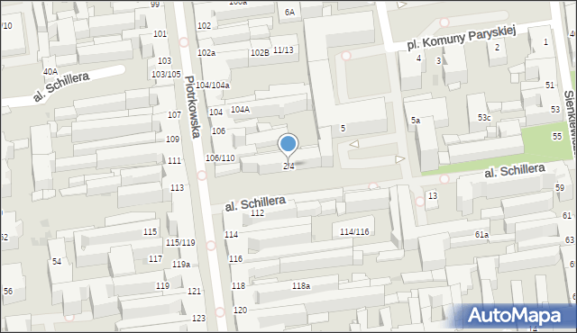 Łódź, Aleja Schillera Leona, 2/4, mapa Łodzi