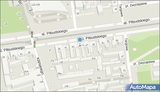 Łódź, Aleja Piłsudskiego Józefa, marsz., 45, mapa Łodzi
