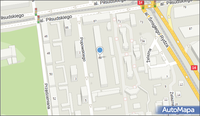 Łódź, Aleja Piłsudskiego Józefa, marsz., 69, mapa Łodzi