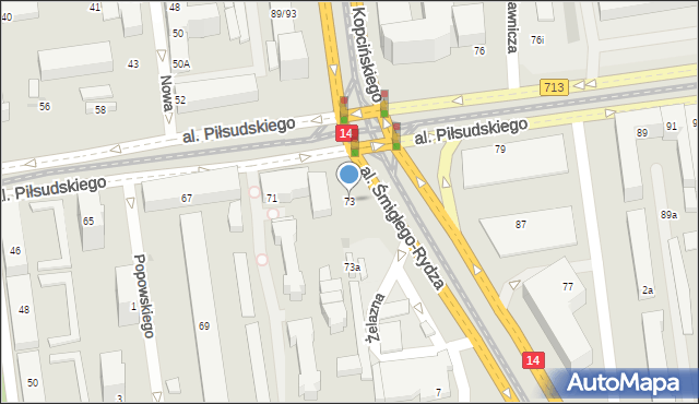 Łódź, Aleja Piłsudskiego Józefa, marsz., 73, mapa Łodzi