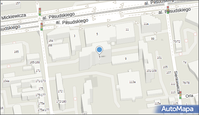 Łódź, Aleja Piłsudskiego Józefa, marsz., 7, mapa Łodzi