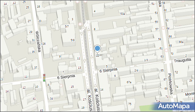 Łódź, Aleja Kościuszki Tadeusza, gen., 12, mapa Łodzi