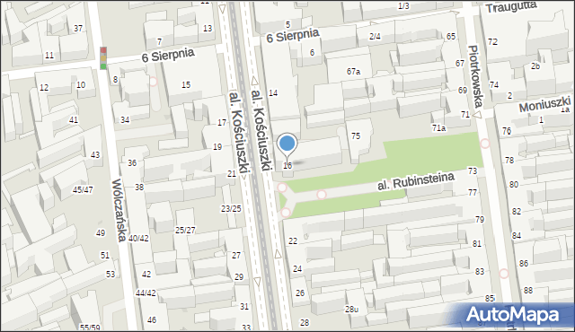Łódź, Aleja Kościuszki Tadeusza, gen., 16, mapa Łodzi