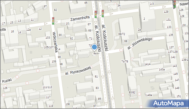 Łódź, Aleja Kościuszki Tadeusza, gen., 77, mapa Łodzi