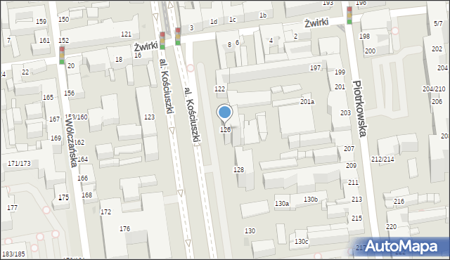 Łódź, Aleja Kościuszki Tadeusza, gen., 126, mapa Łodzi