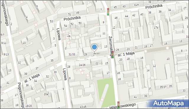 Łódź, Aleja 1 Maja, 27, mapa Łodzi