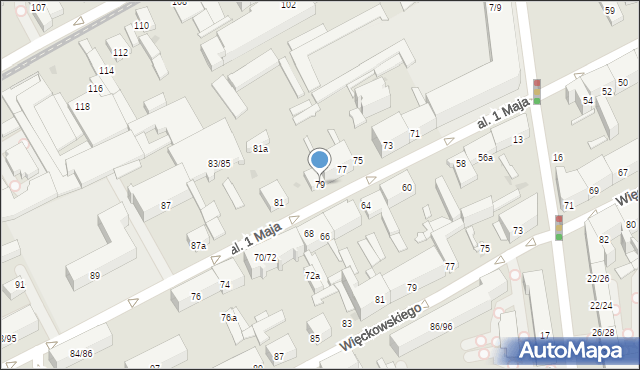 Łódź, Aleja 1 Maja, 79, mapa Łodzi