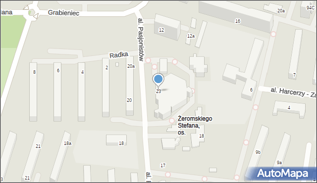 Łódź, Aleja Pasjonistów, 23, mapa Łodzi