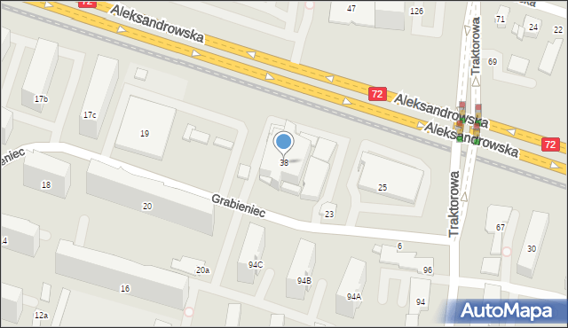 Łódź, Aleksandrowska, 38, mapa Łodzi