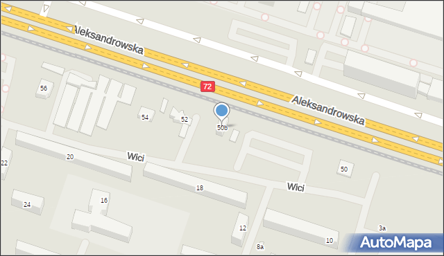 Łódź, Aleksandrowska, 50b, mapa Łodzi