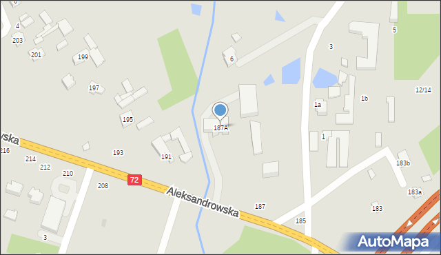 Łódź, Aleksandrowska, 187A, mapa Łodzi