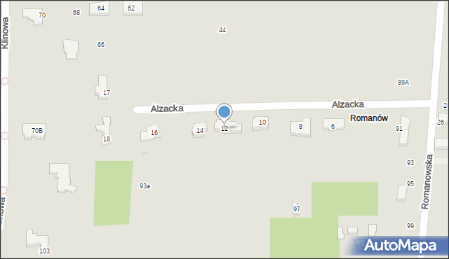 Łódź, Alzacka, 12, mapa Łodzi