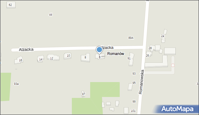 Łódź, Alzacka, 6, mapa Łodzi